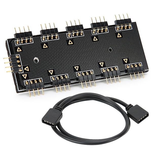 RGB Hub Kontroller 1‑10 RGB Hub Kontroller PC Kabinettvifte Hub CPU Kjøling HUB1‑10 12V ARUA Hub Kontroller