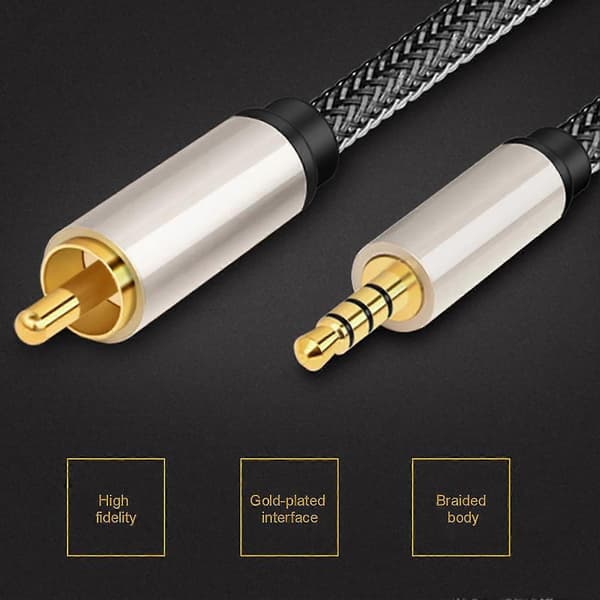 3.5mm Digital Audio Coaxial Cable HD RCA Lotus Head Conversion Cable for Stereo Receiver Speaker Projector
