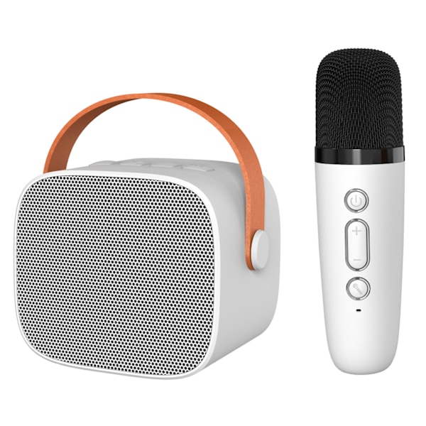 Mini Karaoke-laite HiFi Surround Sound Kannettava Bluetooth-kaiutin mikrofonilla kotiin ulkokäyttöön valkoinen
