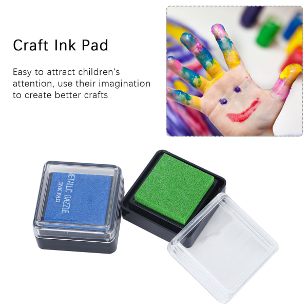 12 stk Craft Ink Pad Stamp Enkelt metallisk 10 farver Børn DIY Graffiti Finger Print Pad