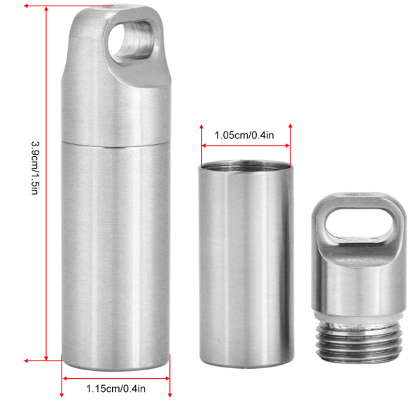 Vattentät pillerflaska i rostfritt stål medicinbehållare för utomhuscamping(S)