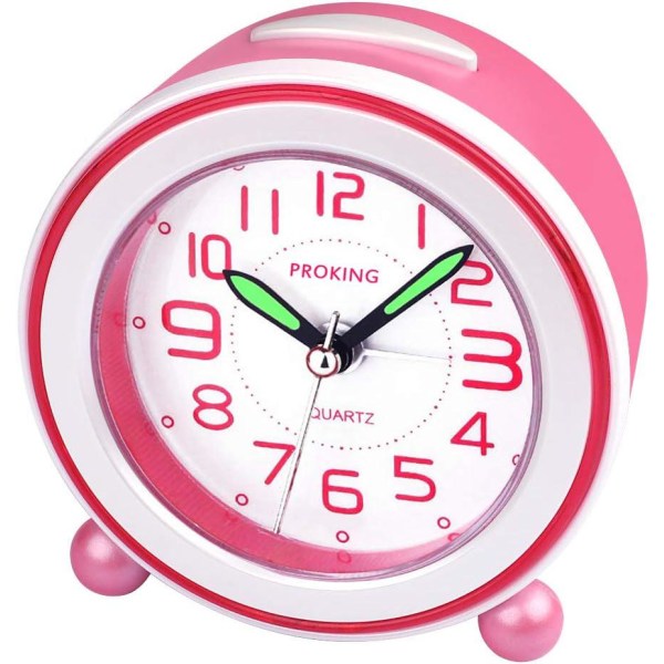 Klassinen herätyskello Lasten herätyskellot Analogiset herätyskellot Hiljaiset herätyskellot Käsillä Yövalo pojille Tytöille ja vauvoille (vaaleanpunainen)