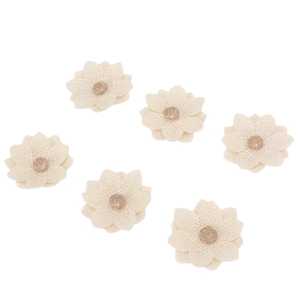 6 stk. Juteblomster Lotosform Europeisk Retro DIY Juteblomster Håndlagde Hvite Stoffblomster til Bryllupsfest