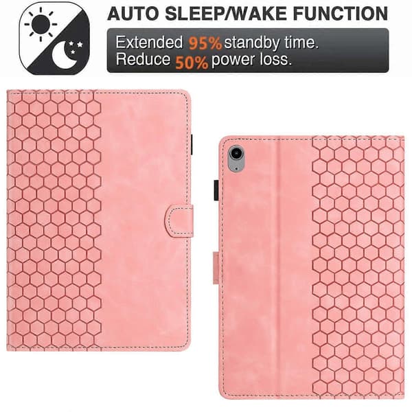 Etui til iPad mini (2024)/mini (2021) Honeycomb-trykt læder tablet-etui med kortplads