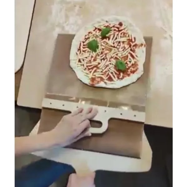 Sliding Pizza Peel - Pala Pizza Scorrevole, Pizza Peel til perfekt overførsel af pizza, Pizza Paddle med Håndtag, Pizza Scoop Paddle A