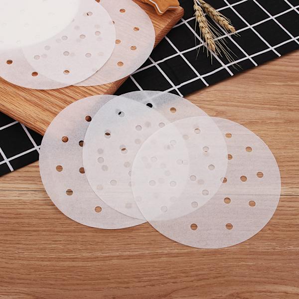 100 st runda luftfritöspapper Non Stick Pads Perforerat bakplåtspapper