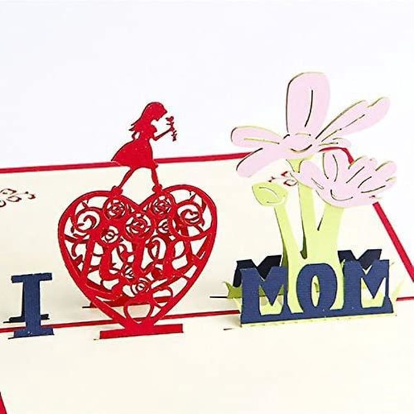 3D Pop Up äitienpäiväkortti - syntymäpäiväonnittelukortti äidille, mukana kirjekuori
