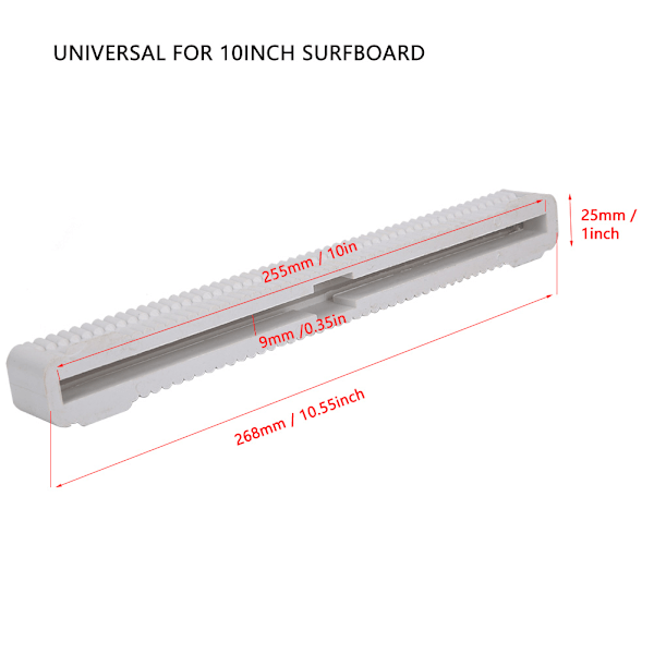 Universal 10 Tommer Longboard Surfbræt Single Center Hale Finne Boks Prop Holder Nylon (Hvid)