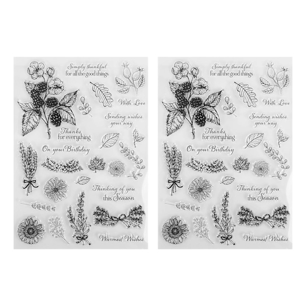 2 stk. Transparent Stempel Plantetema Trygt Gjenbrukbart Materiale Bred Anvendelse Klart Stempel for Kort Bok Konvolutt