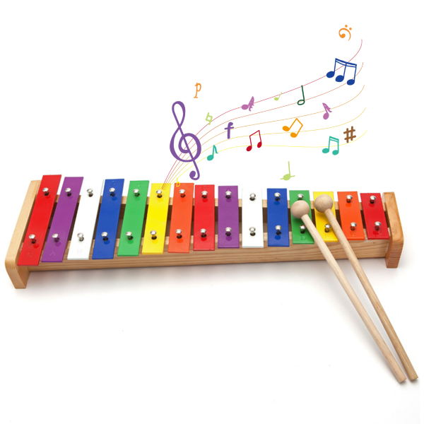 15 toner Xylophone Fargerike Barn Pedagogisk Xylophone Kids Håndbanke Piano for tidlig utdanning