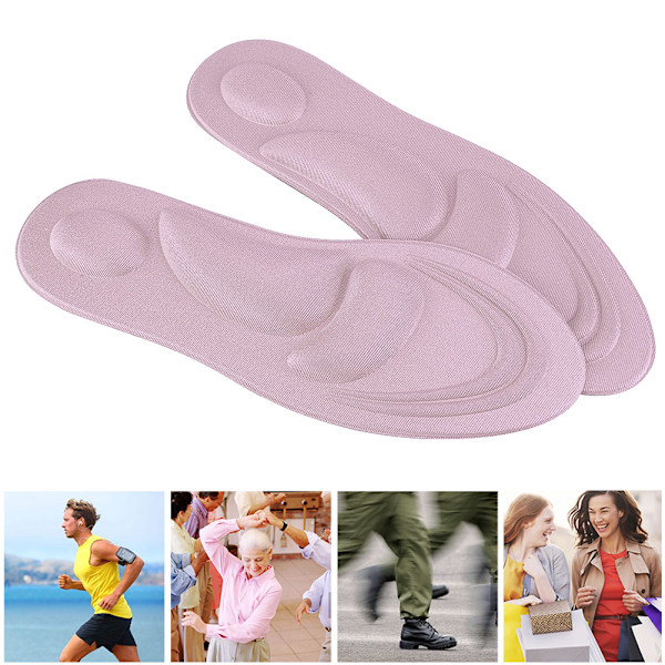 Ortopædiske indlægssåler til flade fødder, svangstøtte, memory foam indlægssål, sko pude komfort pink til kvinder