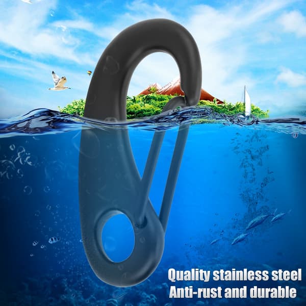 316 Rustfrit Stål Snap Hook Clip Bolt Kit Dykningstilbehør (70MM, Sort)
