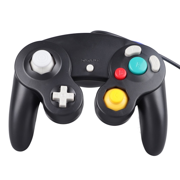 Kablet Spillkontroller Plug and Play Enkeltpunkts Vibrasjons Gamepad Joystick for GC for Wii Svart