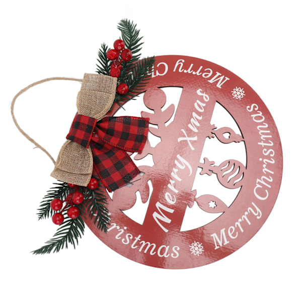 Träskylt med julbokstäver, ihålig julkrans, linneband, hängande skyltdekor för ytterdörr, röd