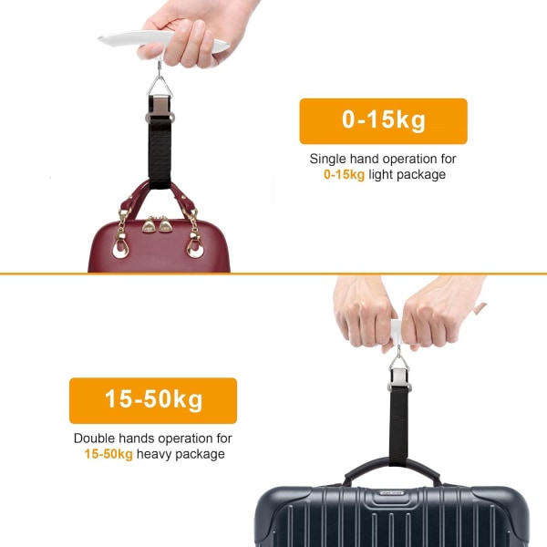 Reisebagasje Elektronisk bagasjevekt Elektronisk koffert Bærbar vekt maks 50 kg / 110 lbs, tarafunksjon, for reise/familieliv