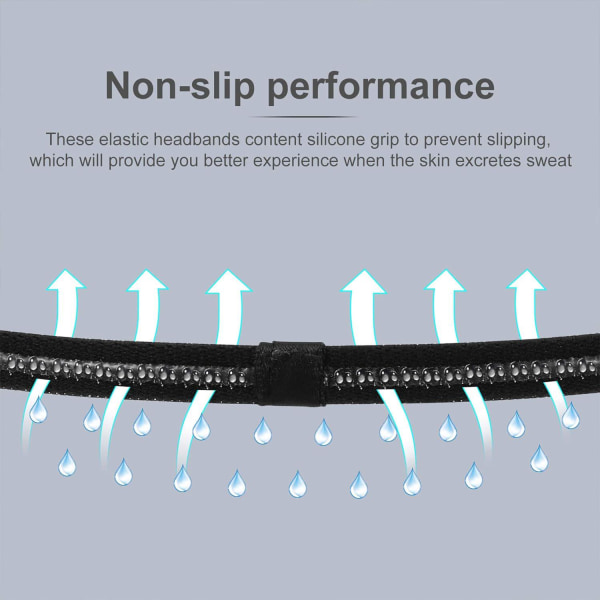 4 kpl elastisia urheilupäänauhaa Paksut liukumattomat hiusnauhat naisille ja miehille (harmaa, musta)