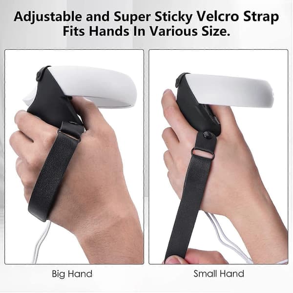 Controller Grips Compatible with Quest 2 Soft Non-Slip Silicone Cover with Adjustable Leather Hand Knuckle Strap