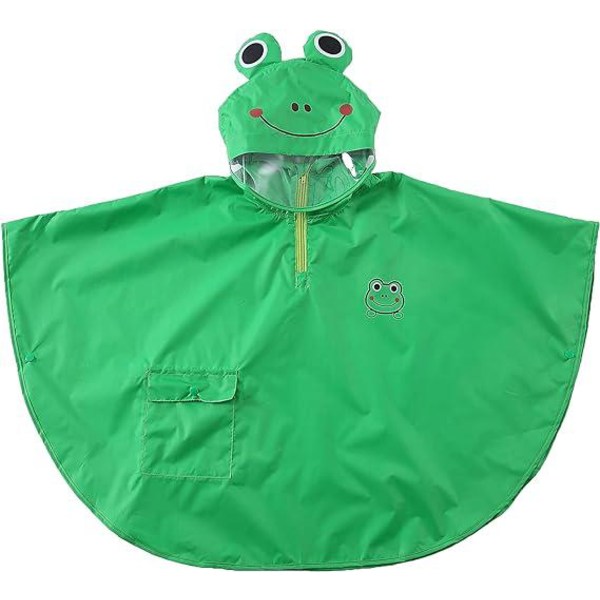 Unisex toddler Green Frog Baby Lätt regnkappa Batwing Rain Cape / Huvkappa 2-6 år