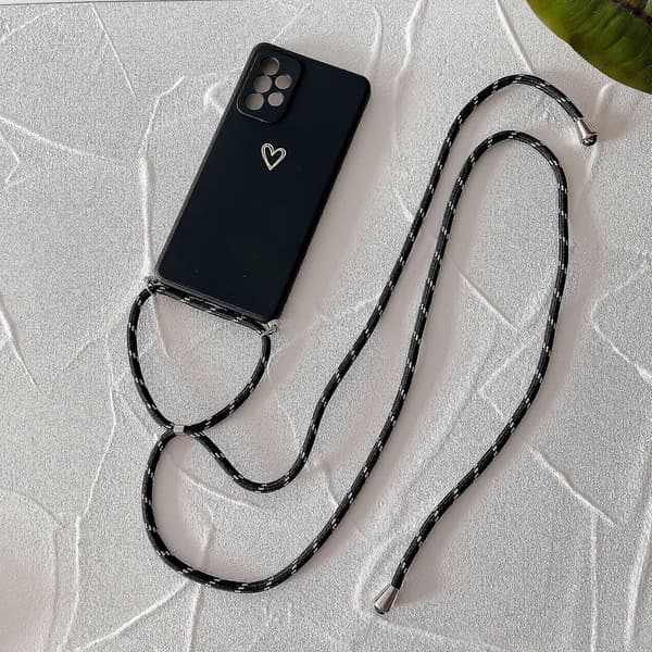 Phone case with lanyard compatible with Samsung Galaxy A53 5g, adjustable strap, soft silicone, anti-scratch