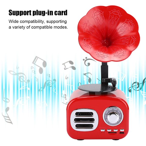 Mini Retro Bluetooth Smart Högtalare Portabel Högtalare Musikspelare för Skrivbord Laptop Röd