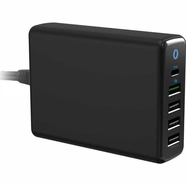 PD20W USB - Sort Multi-Port ChargeQuick Charge Qualcomm QC3.018W Quick Charge Mobiltelefonoplader