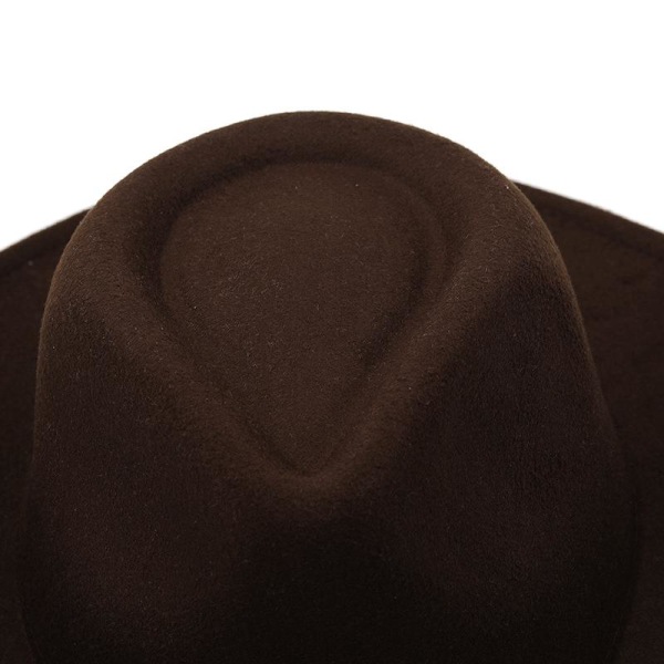 Cowherd Western cowboyhat ulden jazztophat til mænd og kvinder (kaffefarve)