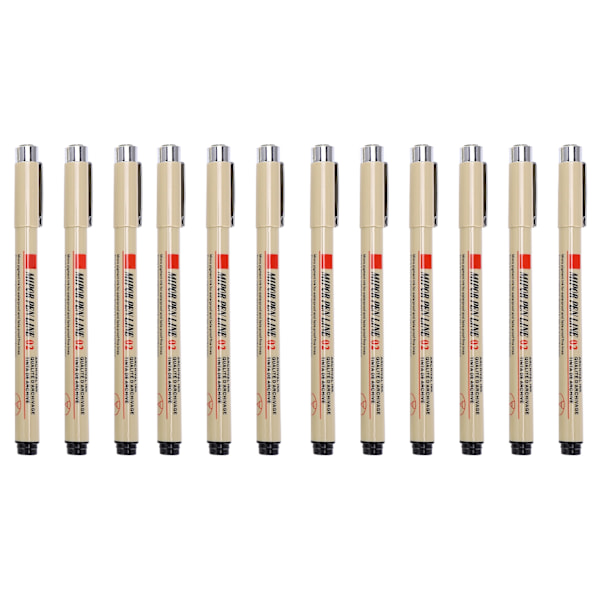 12 st Micro Line Pennor Snabbtorkande Vattentäta Färgbeständiga Linjeritningspennor för Ritning Skrivning Produktdesign Arkitektonisk Design