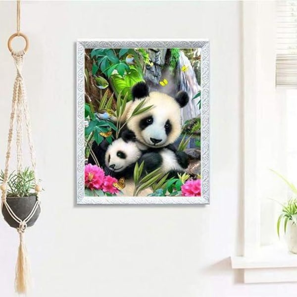 Diamantmaleri Panda (30*40 cm), 5D Rhinestone maleri DIY broderi korsstingssæt DIY diamantpasta dekoration