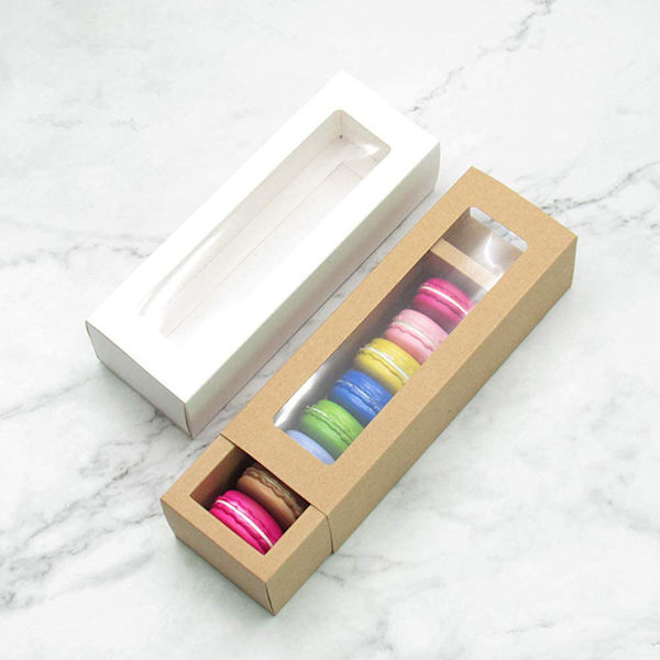 10 stk. gennemsigtige vinduespapiremballageæsker Macaronæsker Beholder til hjemmedessertbutik