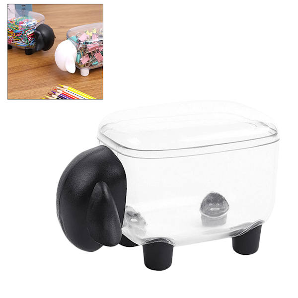 Mini Plast Bomuldsvat Pinde Opbevaringsboks Sød Får Støv-tæt Kosmetisk Bomuld Opbevaringsboks Husholdning Desktop Organizer