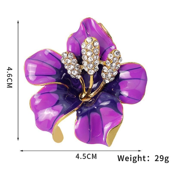 Tyylikäs purppuranpunaisen kukan muotoinen kristallirintaneula