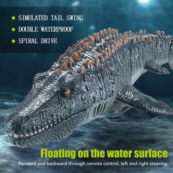 Fjernbetjening Mosasaurus Dinosaur Legetøj - Realistisk trådløst havmonster til børn (6+ år) - Inkluderer 3 batterier