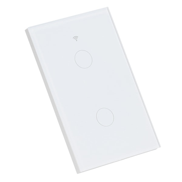 För Zigbee Tuya Fjärrkontroll Ljusbrytare Röststyrning 2-Gang US Vägg Touch Switch AC 100-240V Vit