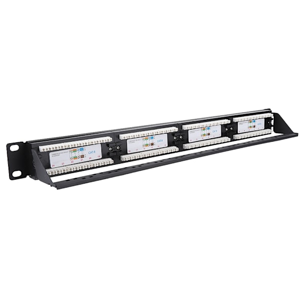 24 Portars Monterbar Data Patch Panel Höghastighets CAT6 CAT-6 Nätverkskabel Rack
