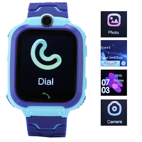 Smartwatch Multifunktionell Digital Armbandsur för Barn IOS/AndroidQ12 Blå