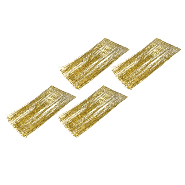 4 stk Tinsel Bakteppe Gardiner Holografisk Metallfolie 1x2m Dekorativ Gjenbrukbar Folie Frynser Gardin for Fotografering Bryllup Gull