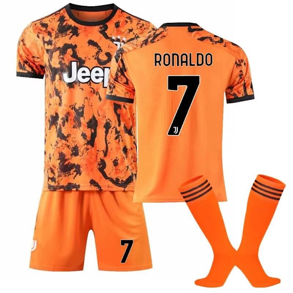 Juventus 2021 säsong hemma- och bortatröja nr 7 Ronaldo fotbollströja för barn och vuxna, träningsset orange M