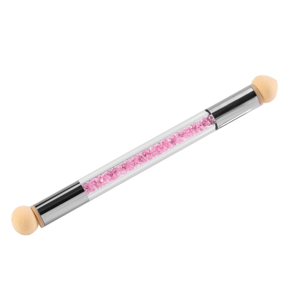 Kaksipäinen Glitter Powder Dotting Pen -varjostussivellin Nail Art -työkalu (vaaleanpunainen tekojalokivi)
