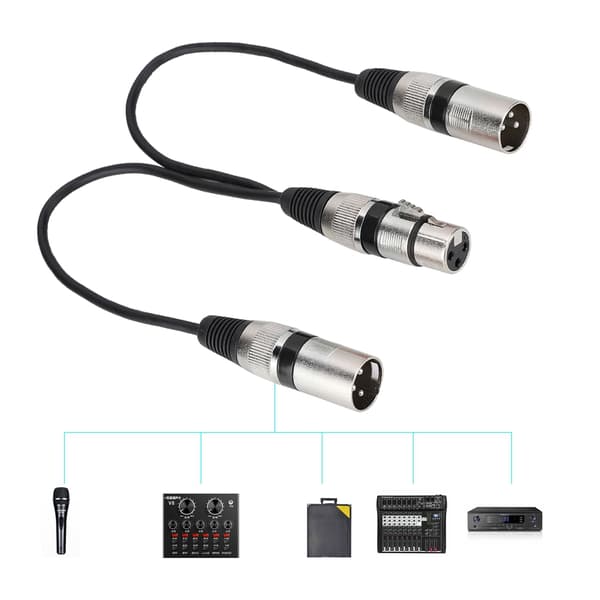 30 cm XLR hunstik til dobbelt hanstik splitteradapter lydmikrofonforlængerkabel til Canon sort