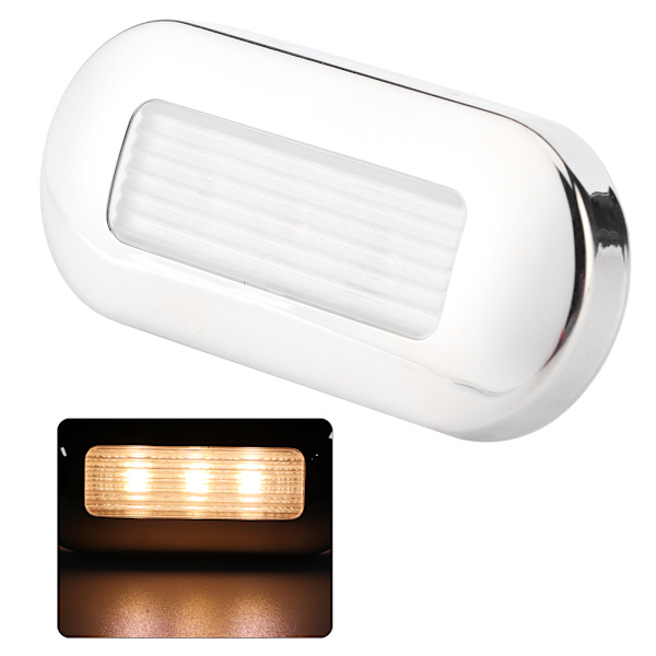 12V DC LED Gangstilyslys Oval Form 3 Lampeperler IP67 Vandafvisende til Marinebåd RV Varmt Hvid