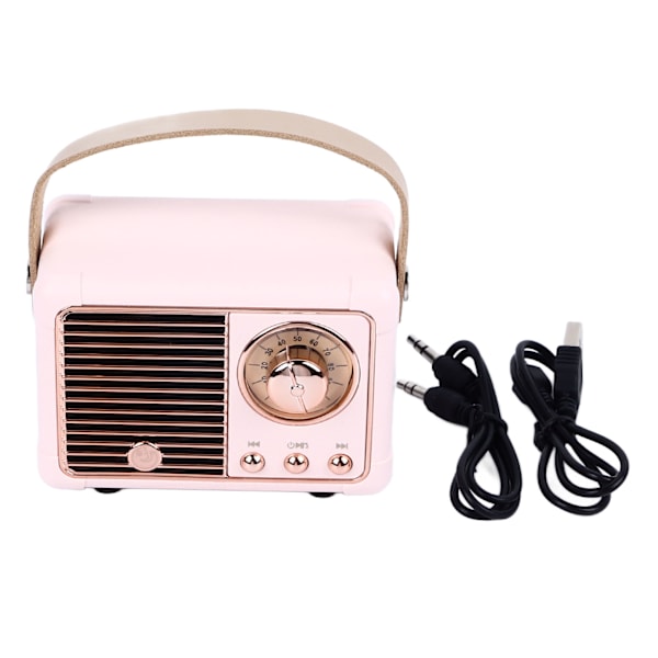 Retro Bluetooth-högtalare Kraftfull Subwoofer-effekt Bärbar Mini Utomhus Trådlös Högtalare Rosa
