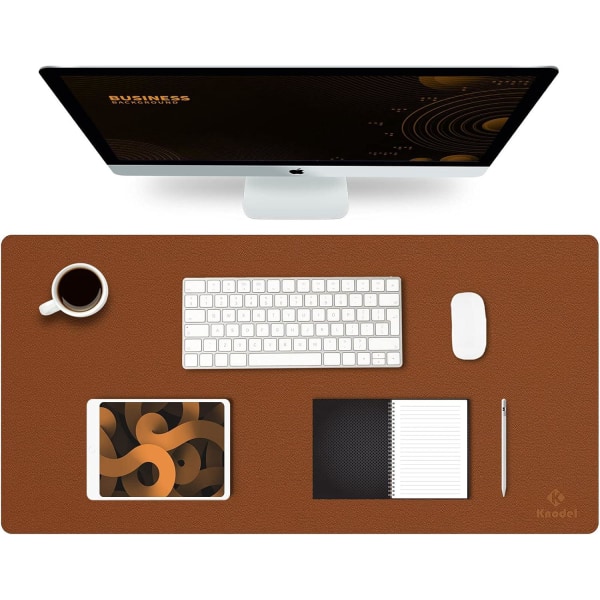 Skrivebordsmatte, Skrivebordsmatte 40 cm x 80 cm, Laptopmatte, Skrivebordsmatte for kontor og hjem, dobbeltsidig (brun)