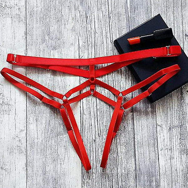 Sexy Lace Open Crotch Thong Panties for Women XL Red