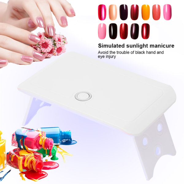 24 W Kannettava taitettava USB LED UV-kynsilamppu geelikynsilakkakuivain Nail Art MachineWhite