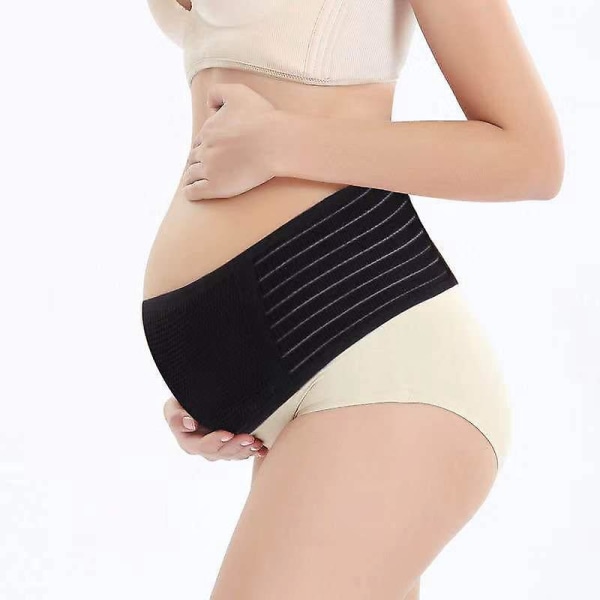 Justerbart sort gravidbælte og pandebåndsæt - One Size elastisk og behageligt til gymnastik