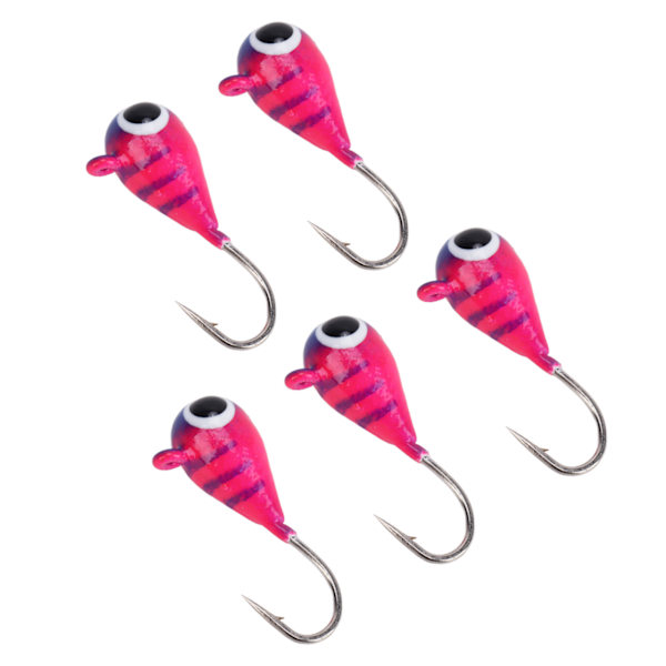 5-pack Isfiskejiggar för utomhusfiske, Isfiskebeten, Högkolstål, Mikrobas-krokar, 4 mm, 077