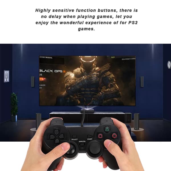Kablet Gamepad med Dobbelt Motor og Høj Følsomhed til PS2 Spillekonsol Controller