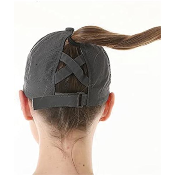 Baseballcaps for kvinner Unisex sommerlue Anti-UV sportshette Hestehalehette, grå (hodeomkrets: 57-58 cm)