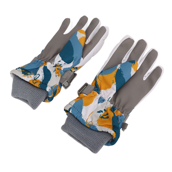 1 Par Barn Varme Hansker Vindtette Vanntette Tykke for Vinter Snø Ski Full Finger Hansker Hvit Gul Blå M