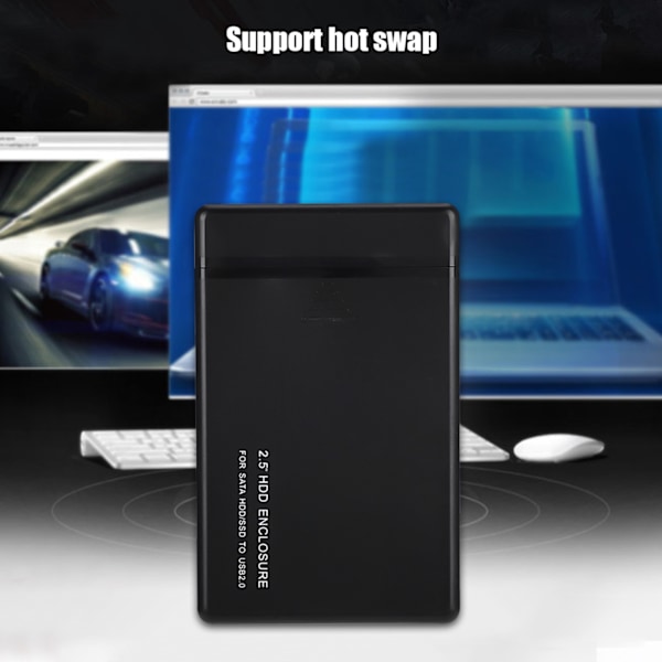 W25a820 2.5inch USB2.0 SATA Mobilt Harddisk Boks Kabinet Ekstern HDD Kabinet (Sort)